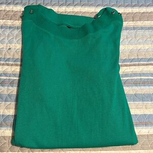 NWT RAFAELLA GREEN BUTTON SWEATER MEDIUM